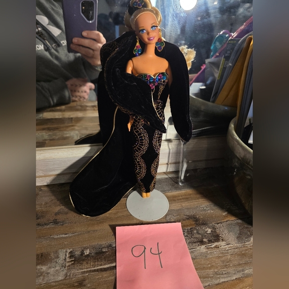 Barbie Other - Barbie Doll in Black and Gold Gown